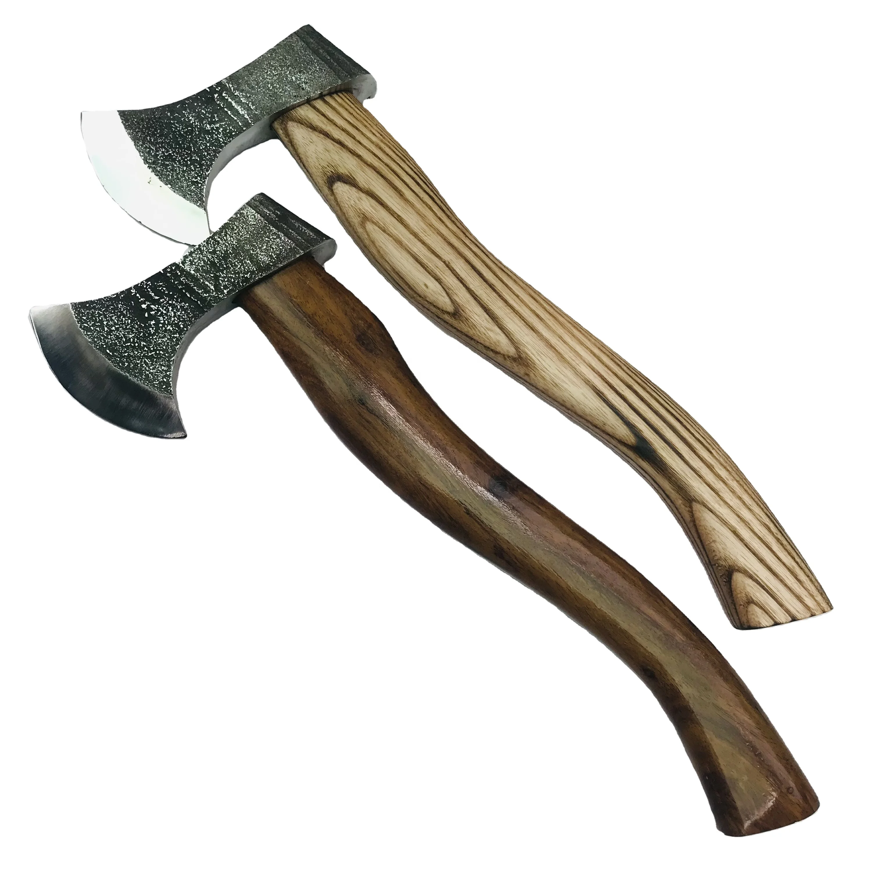 Wood Handle Top  Quality Handmade High Carbon Steel 2 Axes   Hatchet Outdoor Camping Tool   With Leather Sheath
