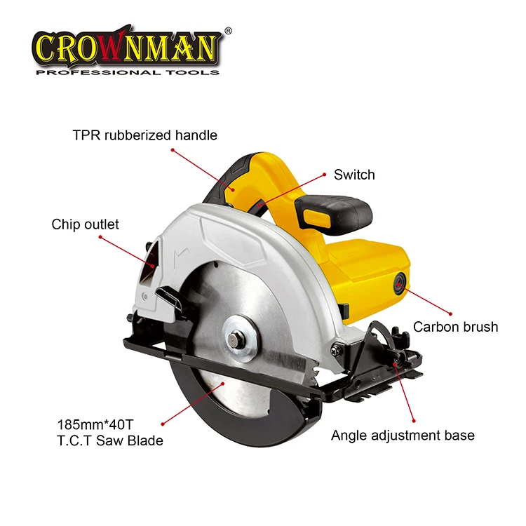 CROWNMAN Professional Custom Portable 1400W 5600rpm Electric Circular Saw for Cutting Wood