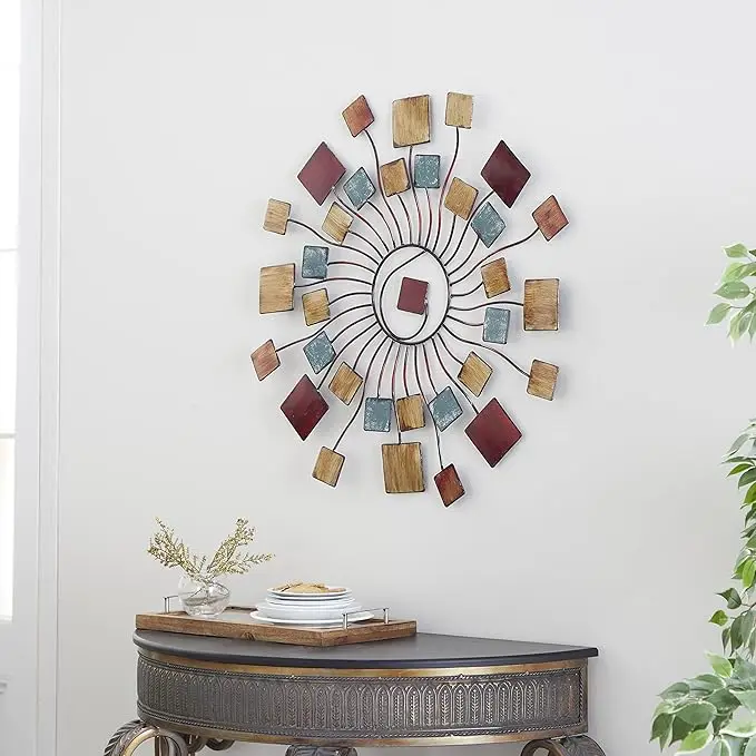 TMH Centered Elegance Metal Wire Wall Art with Intricate Middle Square Design for Modern and Sophisticated Home Decor