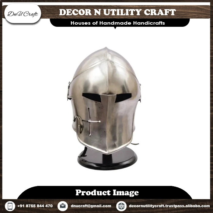 Embrace Medieval Majesty: Beautifully Handcrafted Antique-Style Steel and Brass Knight Helmets Await.