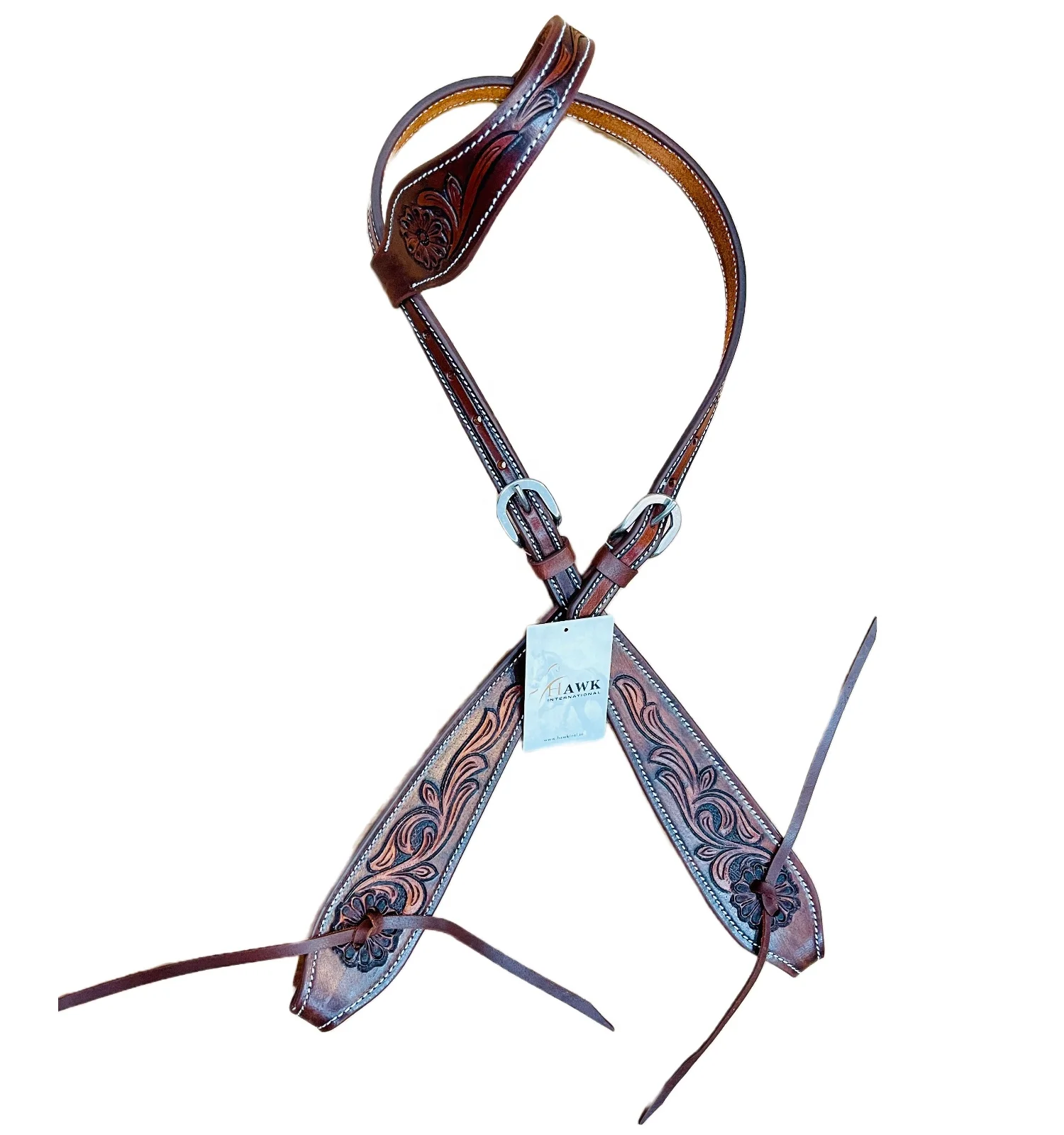 Premium Quality Leather Western Horse One Ear With Hand Carving Customised Design Headstall For Horse Riding At Affordable Price