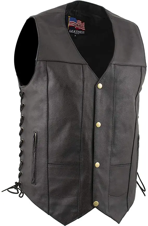 Wholesale Motorcycle Fashion Vest Jacket/Leather Biker Black Leather Vest-Classic Waist Coat top quality men leather vest