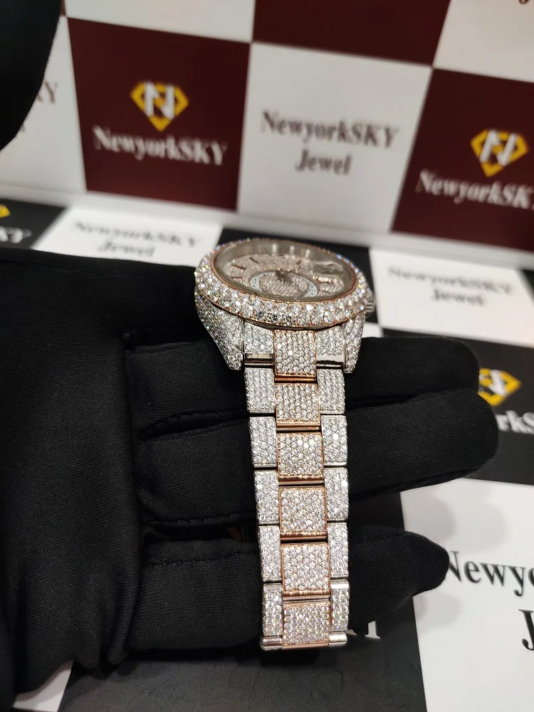 Мужские модные механические часы из нержавеющей стали VVS прозрачность Moissanite Diamond водонепроницаемый Pass тестер для ПК Корпус Стекла