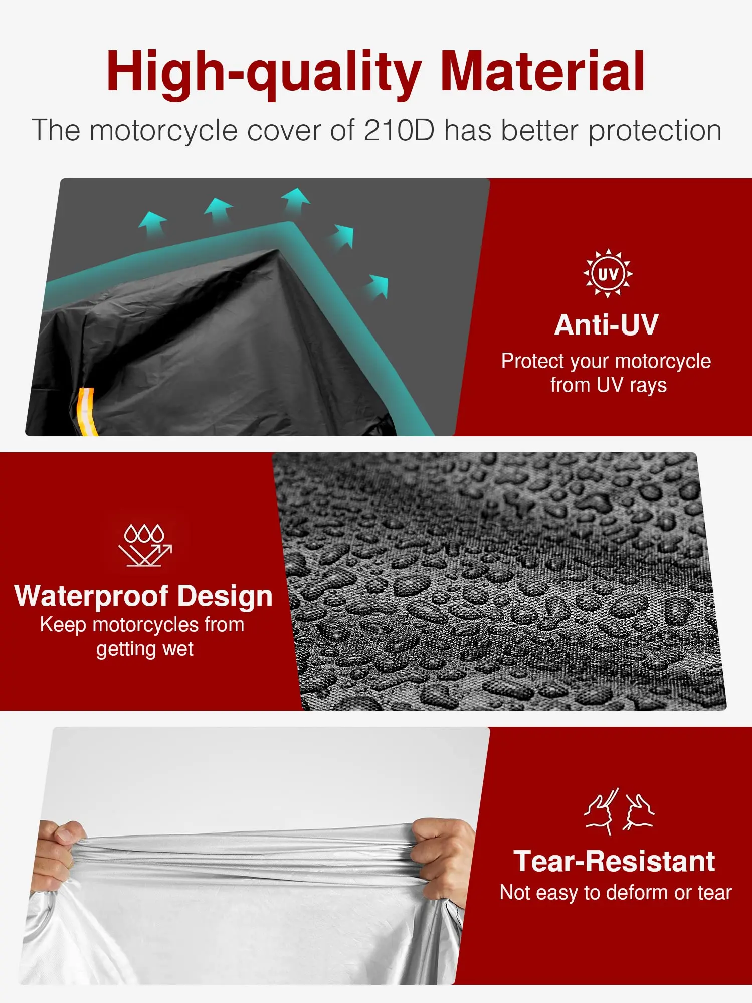 All Season Anti Scratch Waterproof Outdoor Foldable Stretch  Motorcycle Cover Shelter  Protective Case