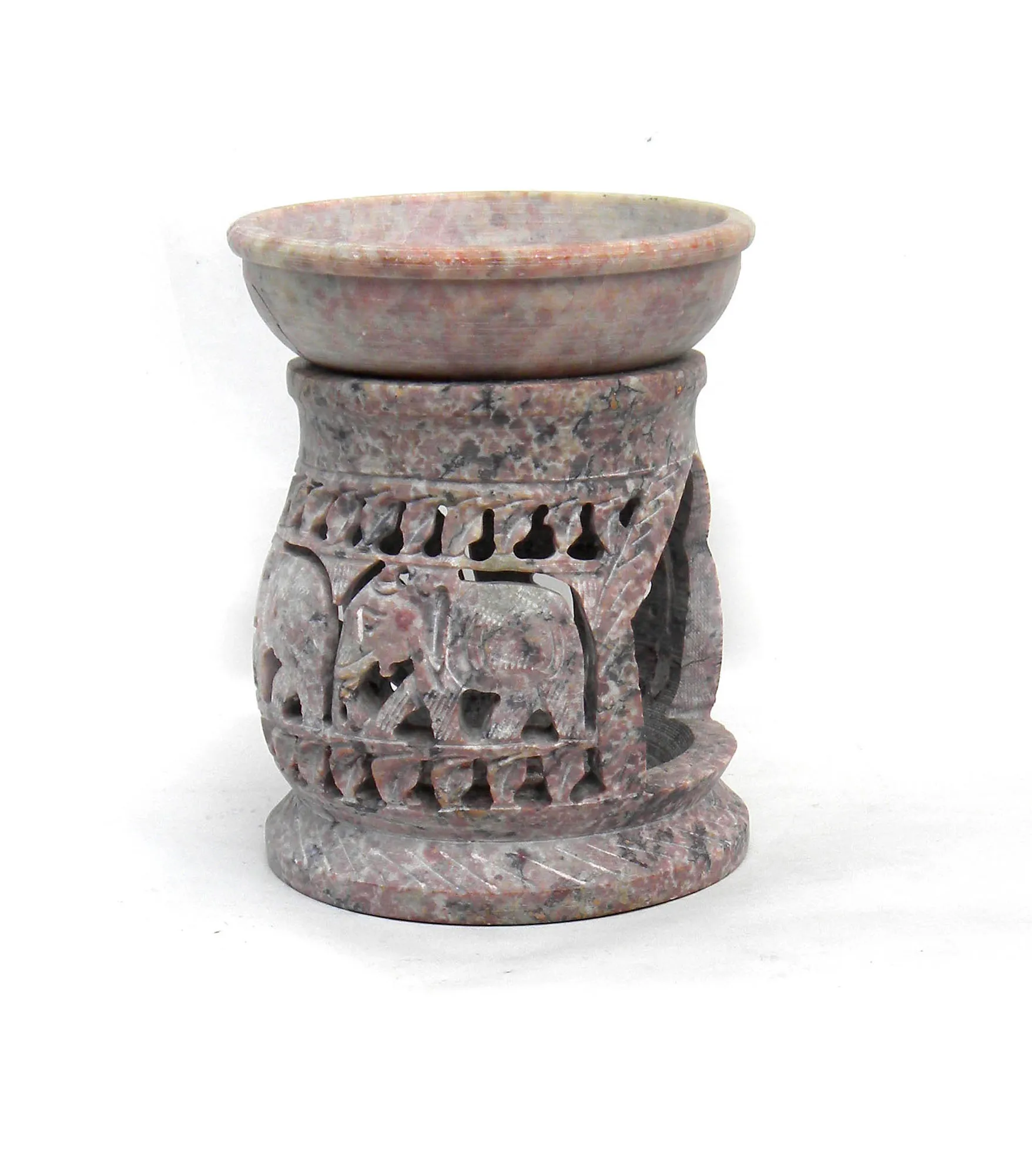 Natural Stone Handmade Soapstone Aromatic Indian Sun Design Hand made Fine Carving Resin Incense Cylindrical Aroma Oil Burner