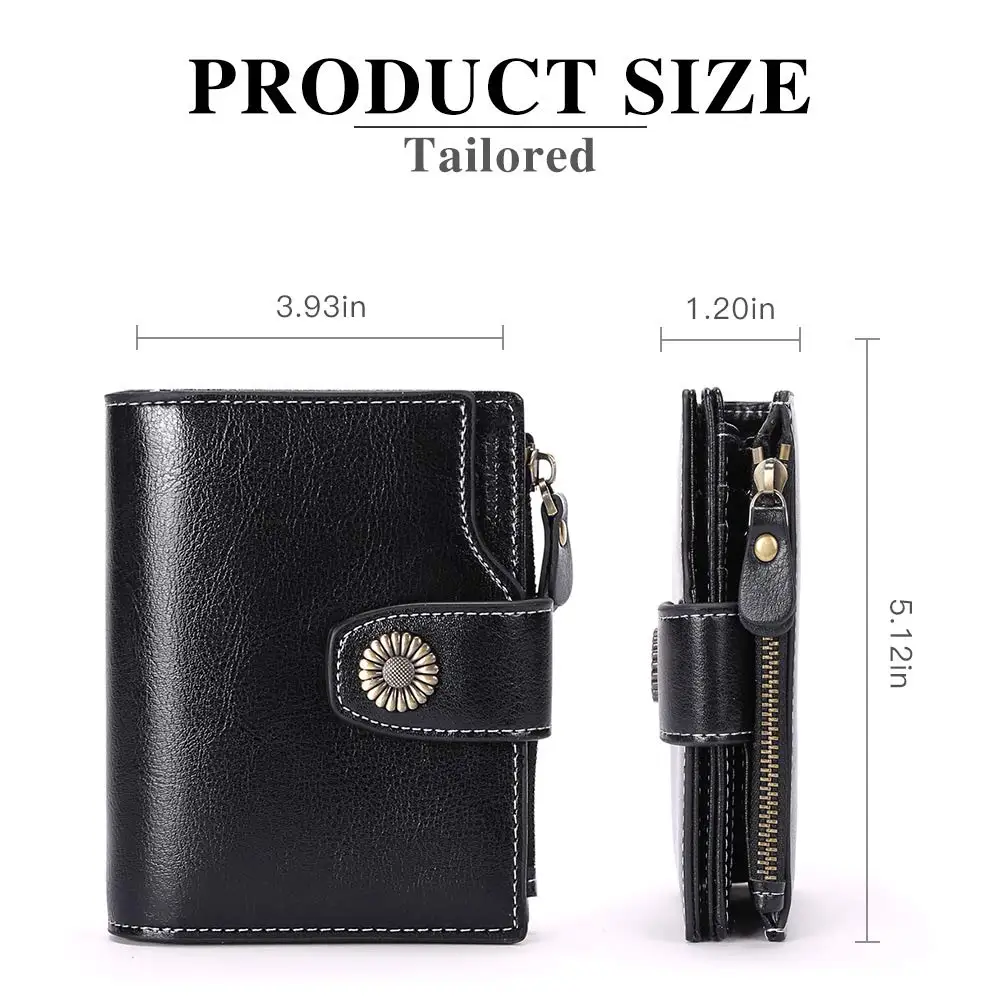 Small Wallet for Women Genuine Leather Bifold Compact RFID Blocking Small Womens Wallet