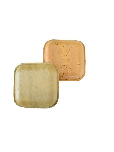 New Areca Fast Food Dessert Plates Small Square Bamboo Wood Paper 5 Inches Snacks Dishes for Party Dinner Pack of 50 Pcs