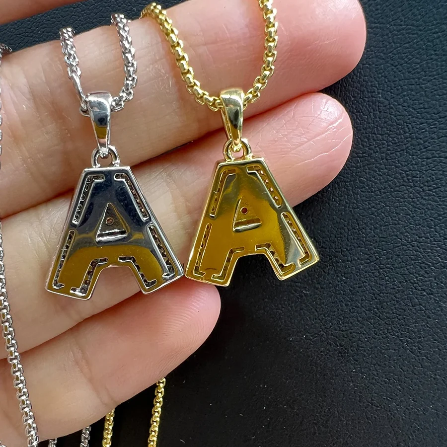 26 English Initials 18k Gold Plated Letter 18kgp Initial Icy Necklace Personalized Name Jewelry Large Initial Pendant