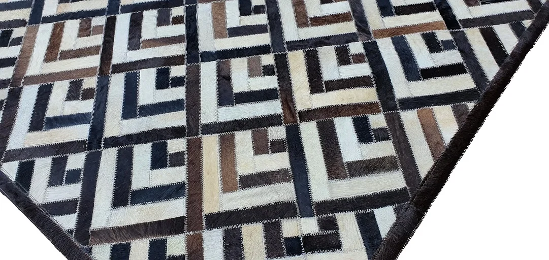 Cow leather carpet Natural brown and white cowhide Hair on Handmade Pure Genuine leather Patchwork cowhide fur Area rug