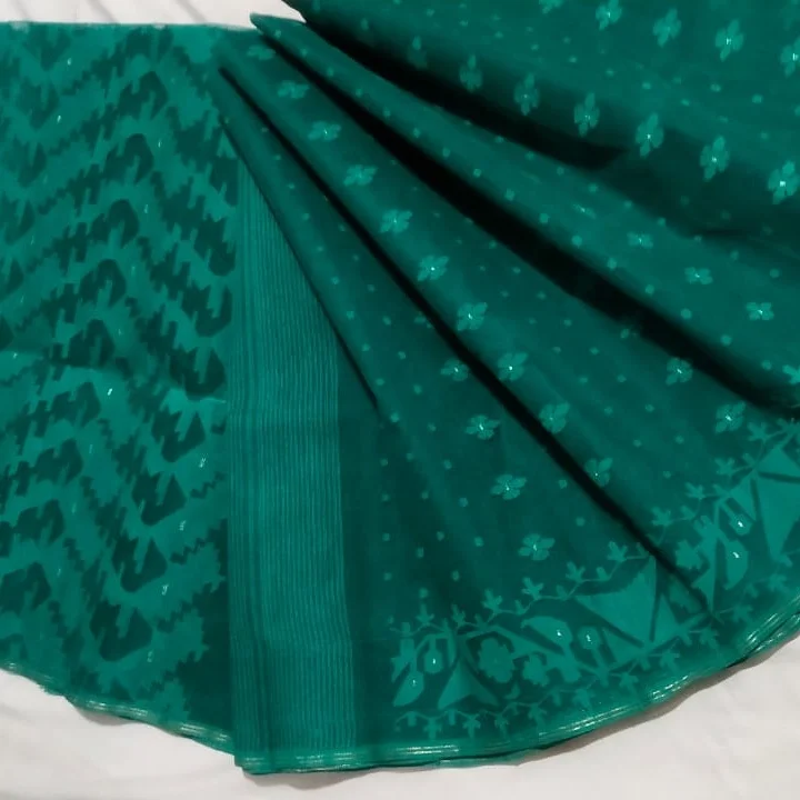 Deshi Dhakai jamdani zamdani  Shari for women JAMDANI FABRIC blue RED GREEN Golden sky blue