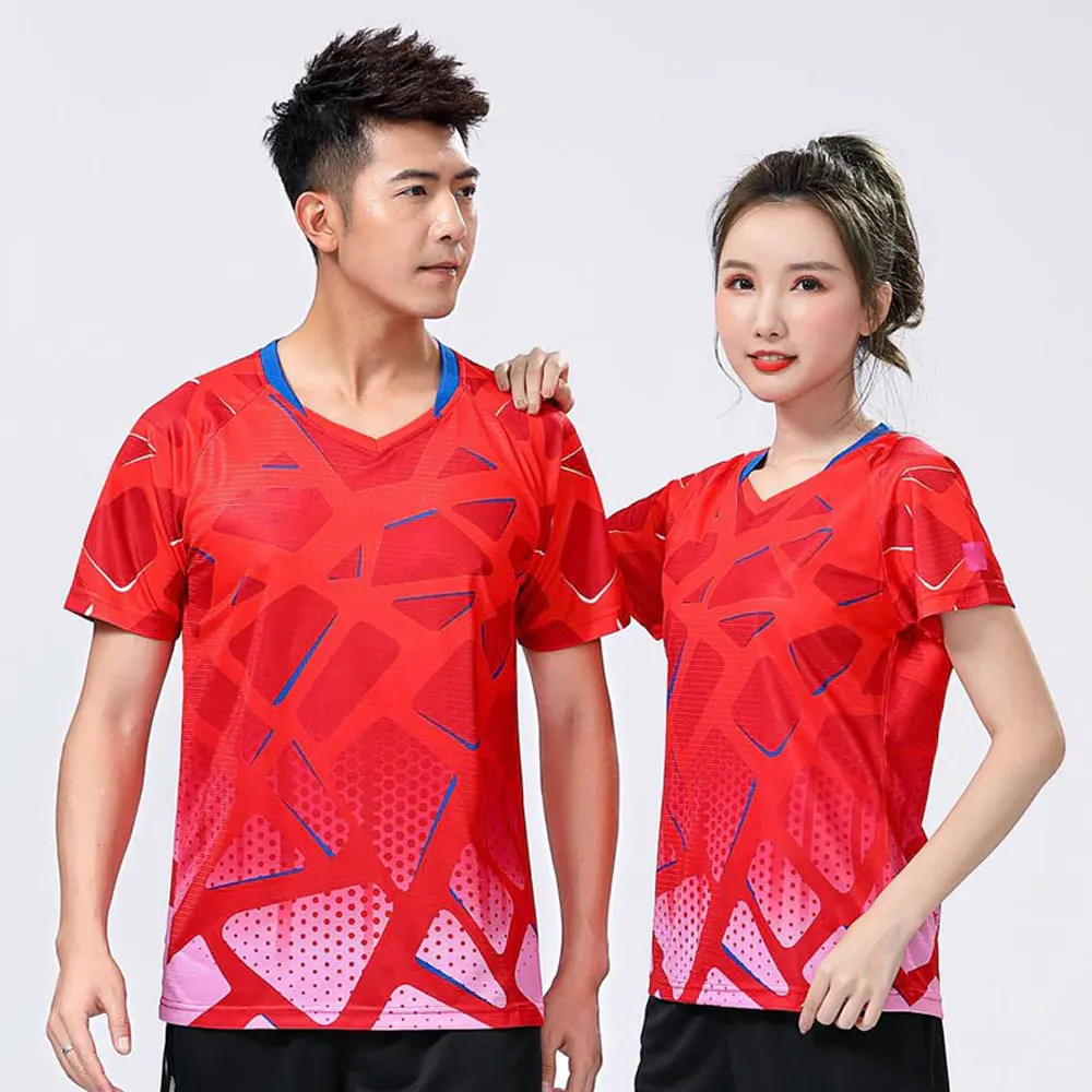 Мужские спортивные рубашки для бадминтона, топ для пинг-понга, настольного тенниса, быстросохнущая дышащая Джерси, командная одежда, для игр и бега с коротким рукавом