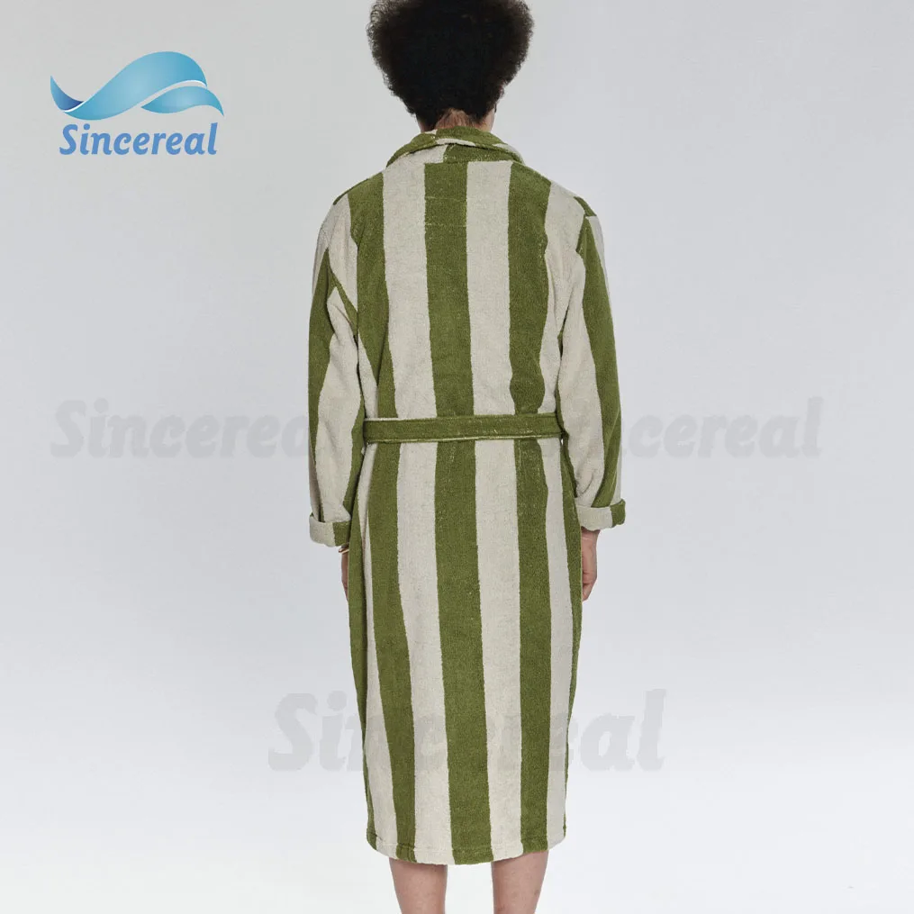 Custom plus size 100% organic cotton men Bathrobe unisex sleepwear casual terry cloth robe