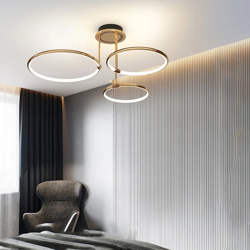 Luxury modern rings silicon  living room dining ceiling  light room large led pendant lights chandelier