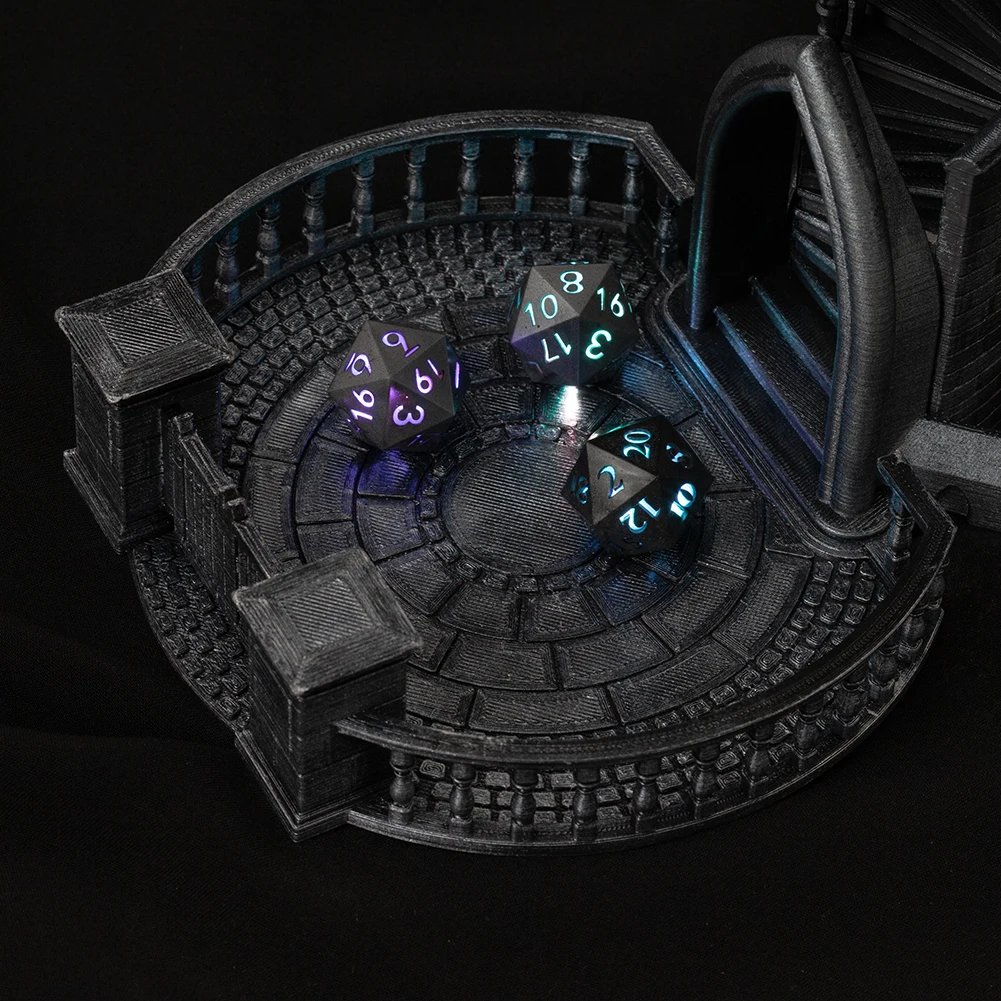 Factory Wholesale D20 Hematite Grey LED DND Dice Light Up Dice Dungeons and Dragons Dice with Mobile App Control