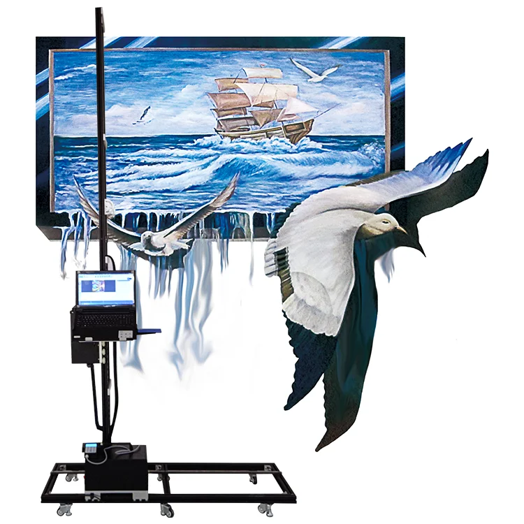 inkjet robotjet wall printer 3500x6000mm 8d smart painting robot 3d pvc wall panel machine equipment uv double heads painter