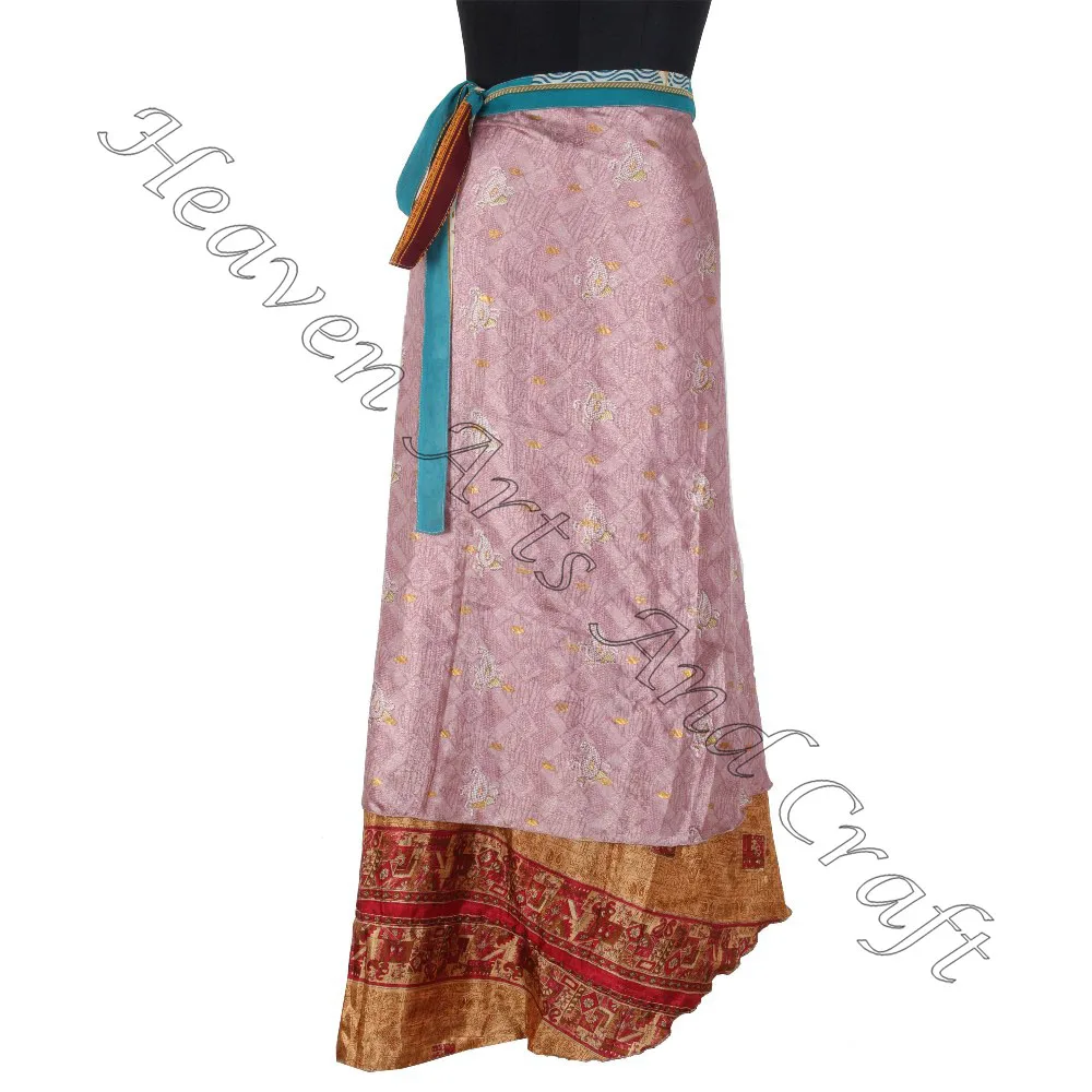 Boho New Fashion Women Summer Dress Wrap Skirt recycled silk saris sarongs skirts flex-wraps skirts online indian print sari