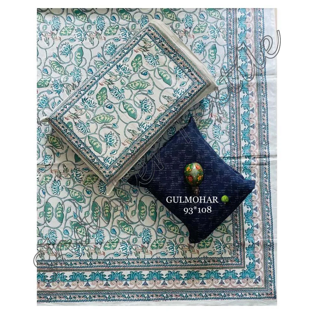 100% Cotton Queen Size Bohemian Print Bed Sheet With Pillow Case Cover Bedding Set MBPBSS002