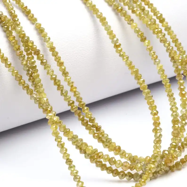 Natural Yellow Diamond Faceted Rondelle Beads 2-3mm Drilled Conflict Free Yellow Diamond Beads For Jewelry Making Diamonds India