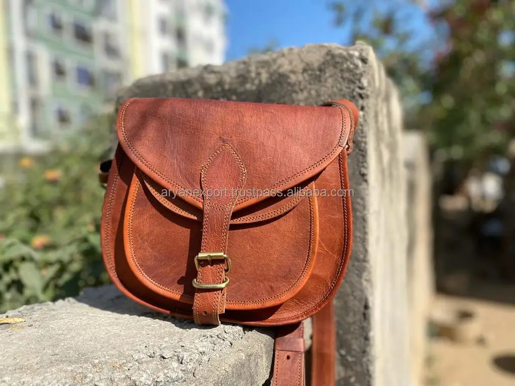 Real Handmade Goat Leather Ladies Handbag Sling Bag