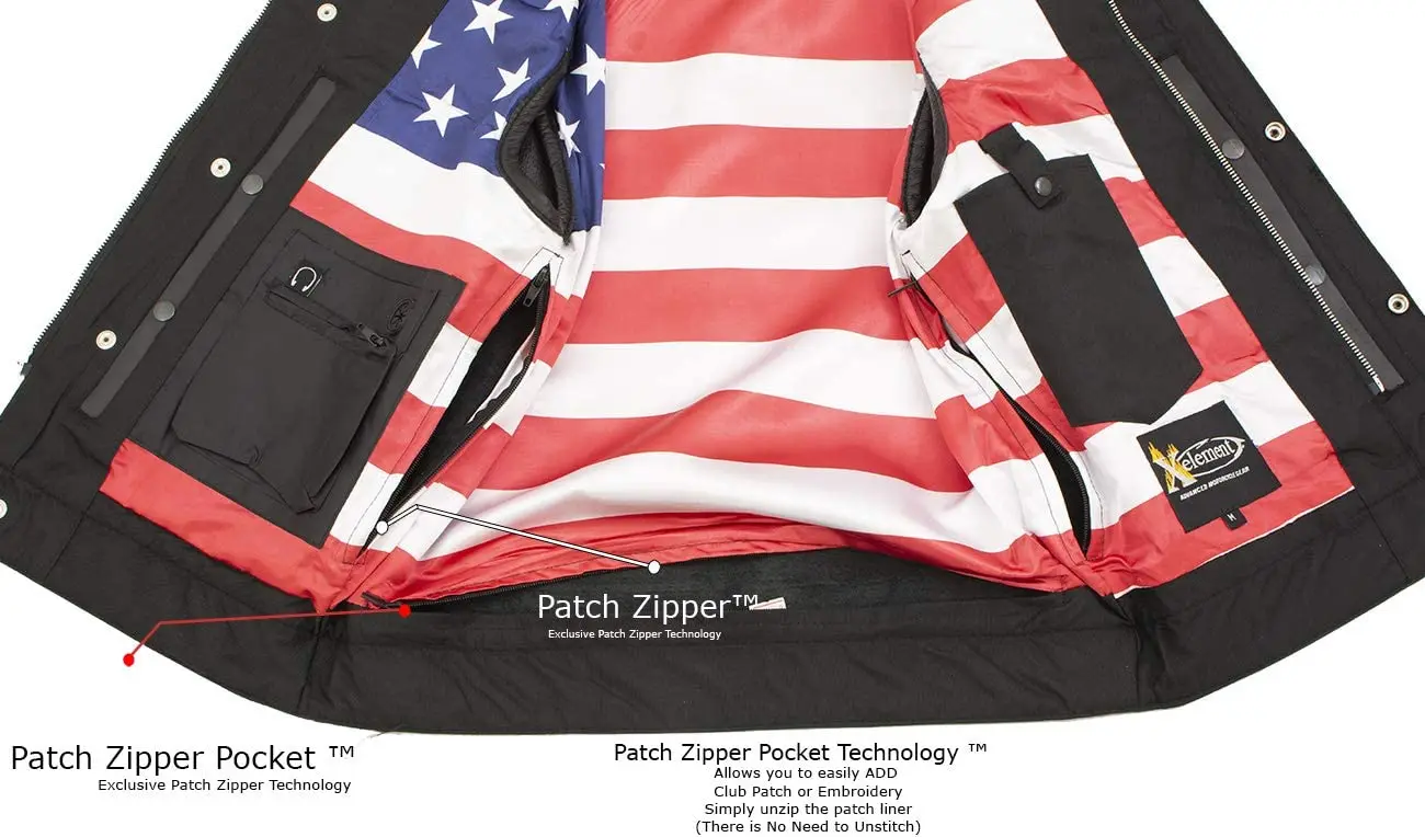 Mens Leather Vest with Red Stitching and USA Inside Flag Lining Jacket With Customize Labeling