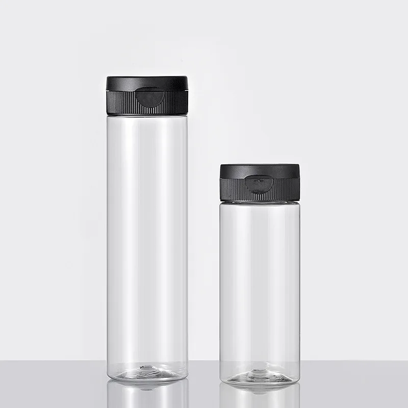 In stock 300ml 360ml food grade PET transparent flat ketchup tomato salad seasoning sauce honey squeeze plastic bottle