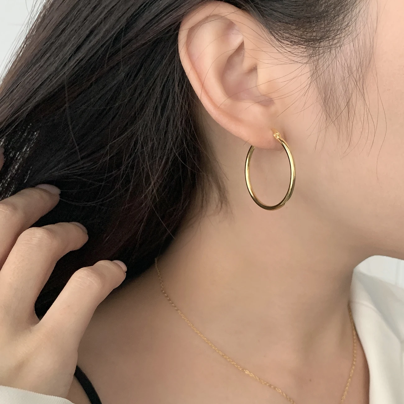 Hotsalle simple Earrings Huggie Jewelry 925 Sterling Silver multiple size 18k gold Hoop Earrings for women