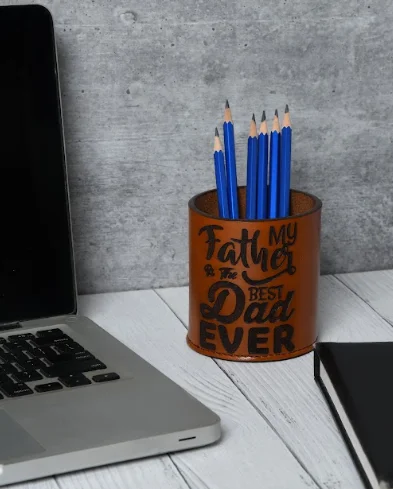 100%  Real Leather Storage Box Office School Stationery Table Side Storage Organizer Office Fountain Pen Case Holder