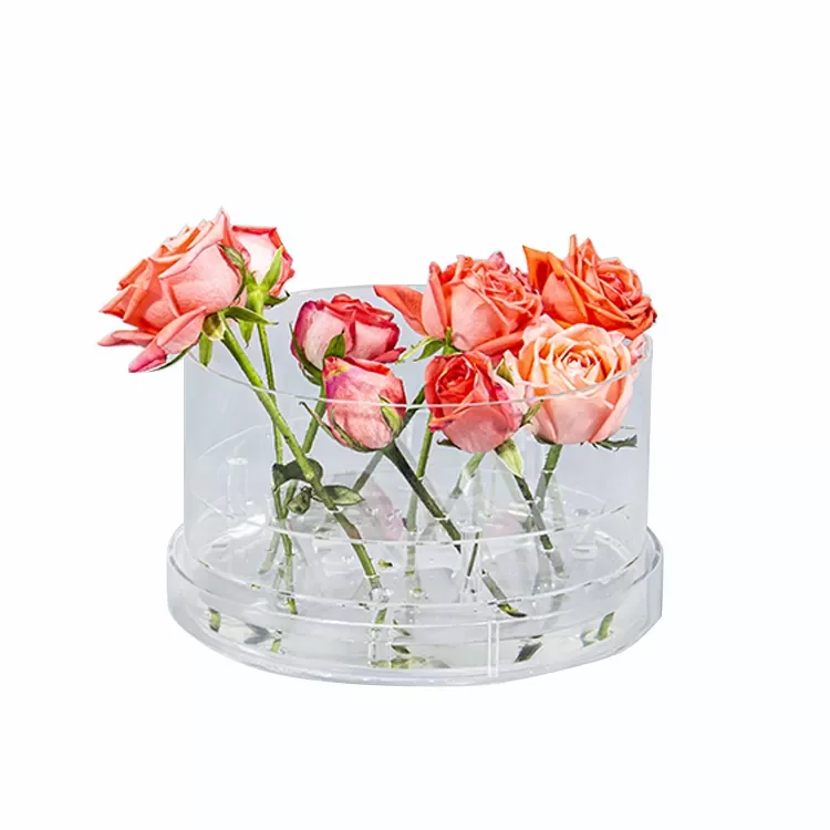 Home Decor Round Acrylic Vase Customized Wedding Flower Vase Acrylic Modern Design Acrylic Flower Box