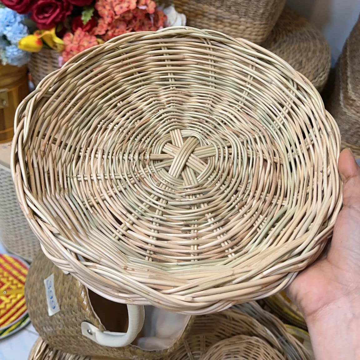 wicker basket wicker storage basket for household straw rope woven basket for storage with handle