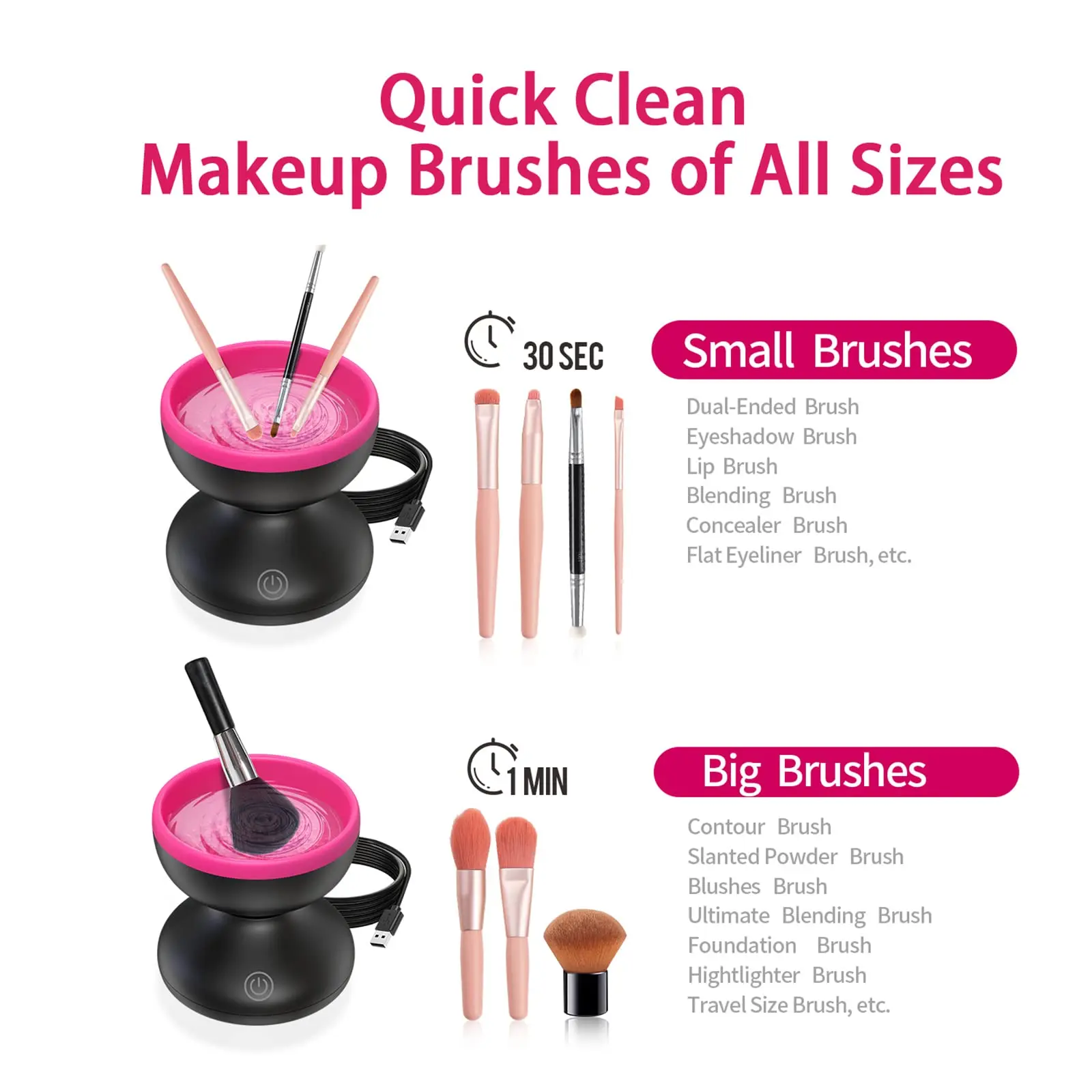 New Arrivals Hot Selling Electric Makeup Brush Cleaner Machine Auto USB Cosmetic Brush Cleaner Tools