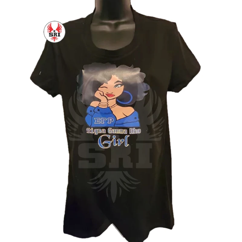 Sigma Gamma rho Custom Made Embroidered Sorority T-Shirt | SGRho Sorority Ladies Customized Polyester Sublimated Tees