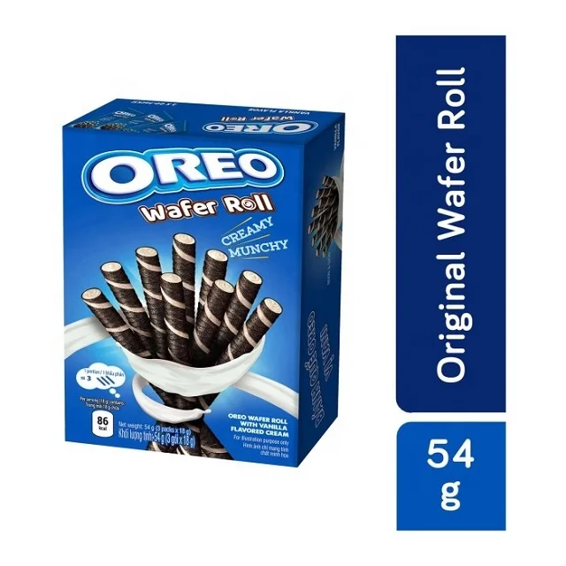 Oreo Wafer Roll Vietnam Biscuit with Chocolate and Vanilla Flavors 54grs Best Seller Product