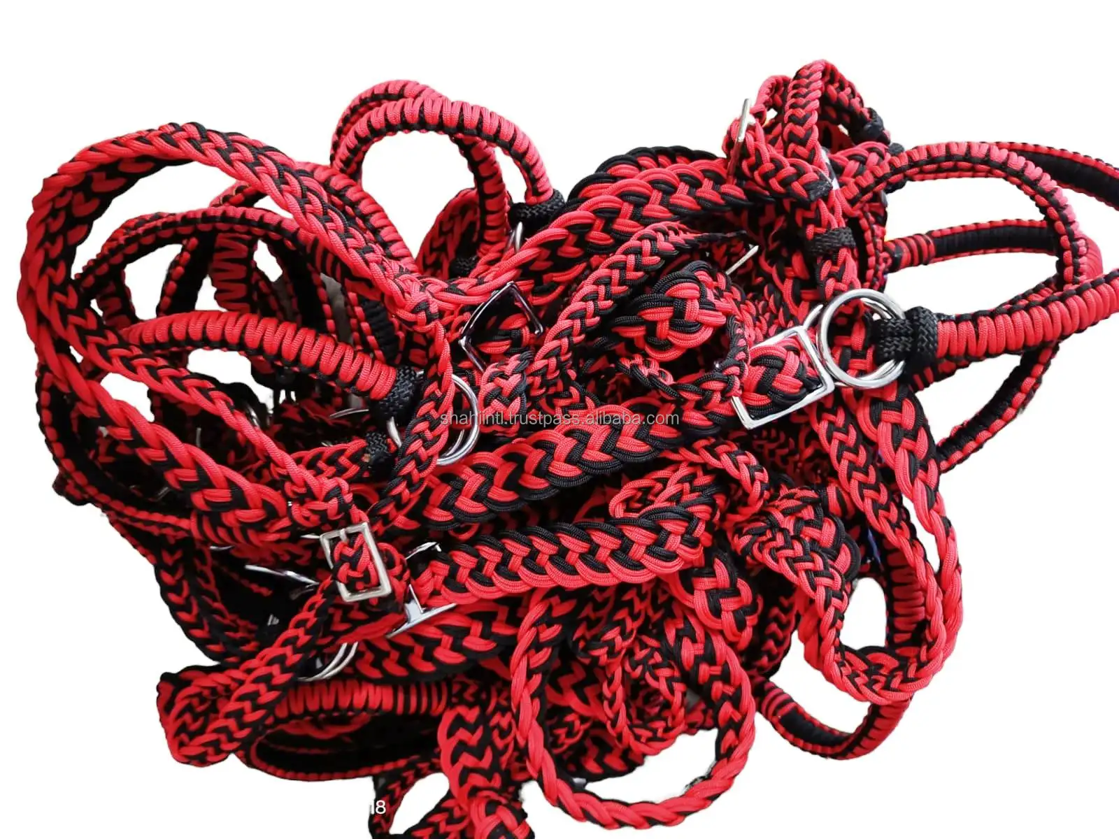 Equestrian Horse Bridle Premium Fancy 2mm Braided Rope Heavy Quality Iron Buckle in Blue/Black/Red/White Wholesale Price