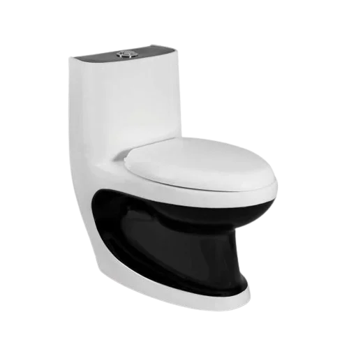 Bathroom Luxury Style Golden Line Round One Piece Commode Ceramic Gold And Black Toilet For 5 Star Hotel