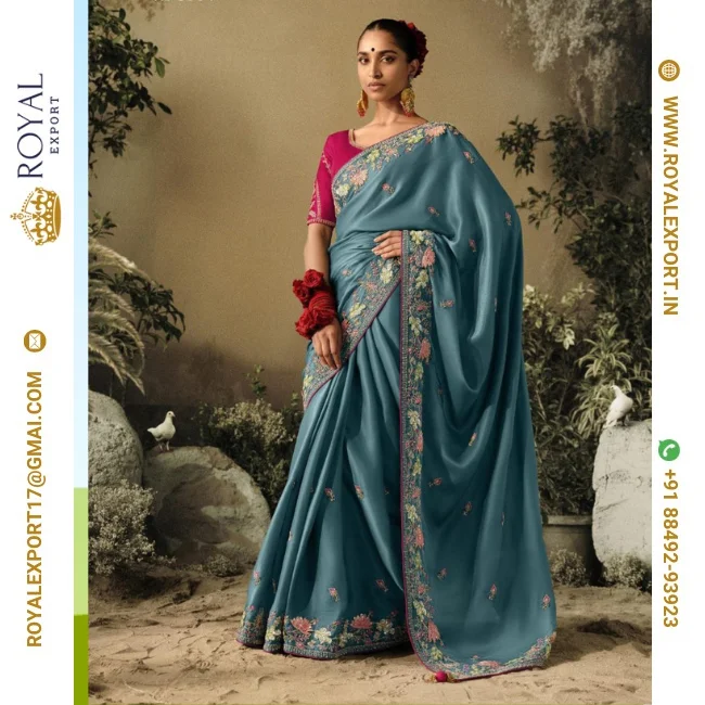 New Designer Pure Soft And Dola Silk Saree Fancy Fabric With Hand Worked Border With Designer Embroidery Worked Blouse