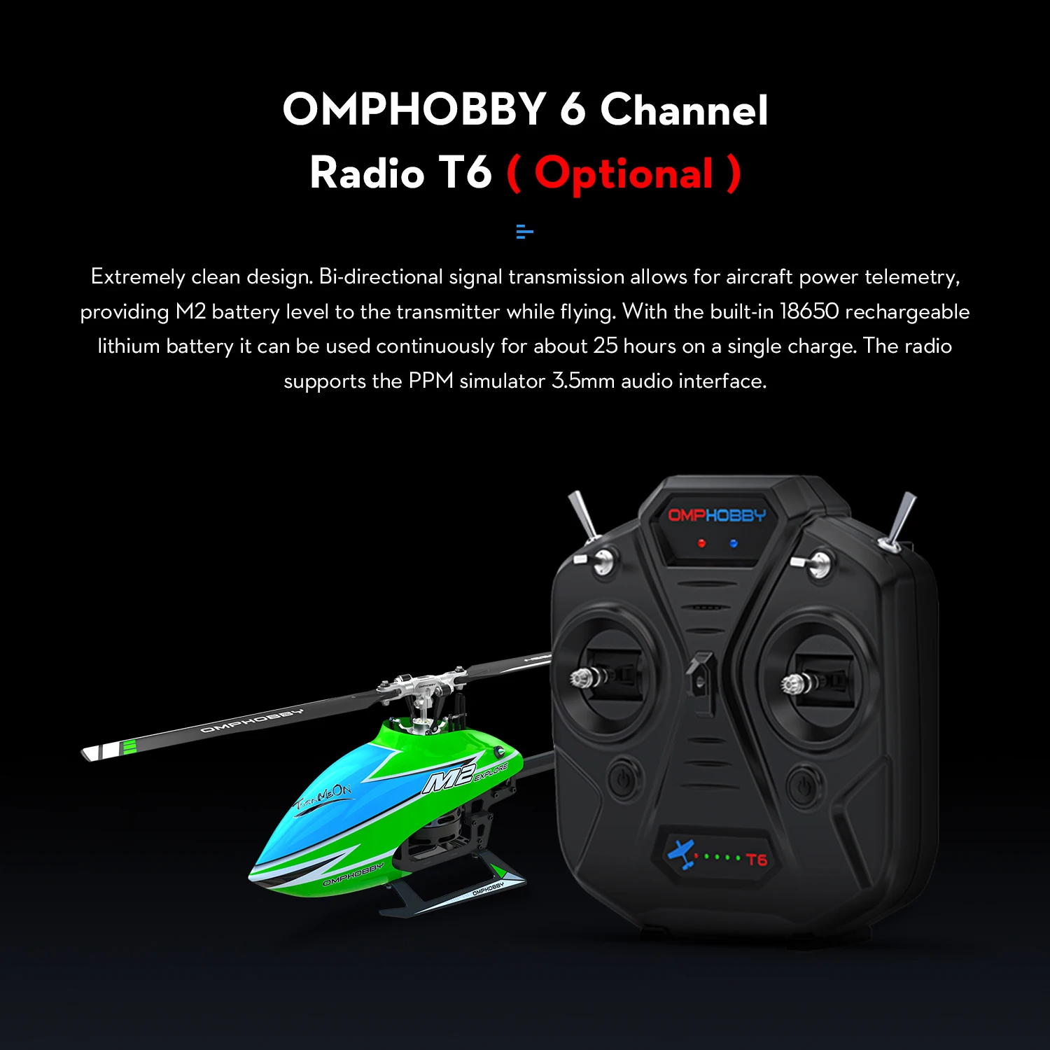 OMPHOBBY M2 Explore Hobby Adjustable Flight Controller Parameters 3D flight Direct-Drive High Performance 3D Helicopter