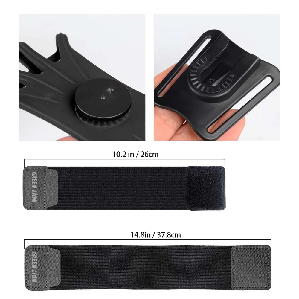 Green Detachable Sports Armband High Elastic Silicone Band 360 Degree Rotation Flexible Operation quick detach -Black