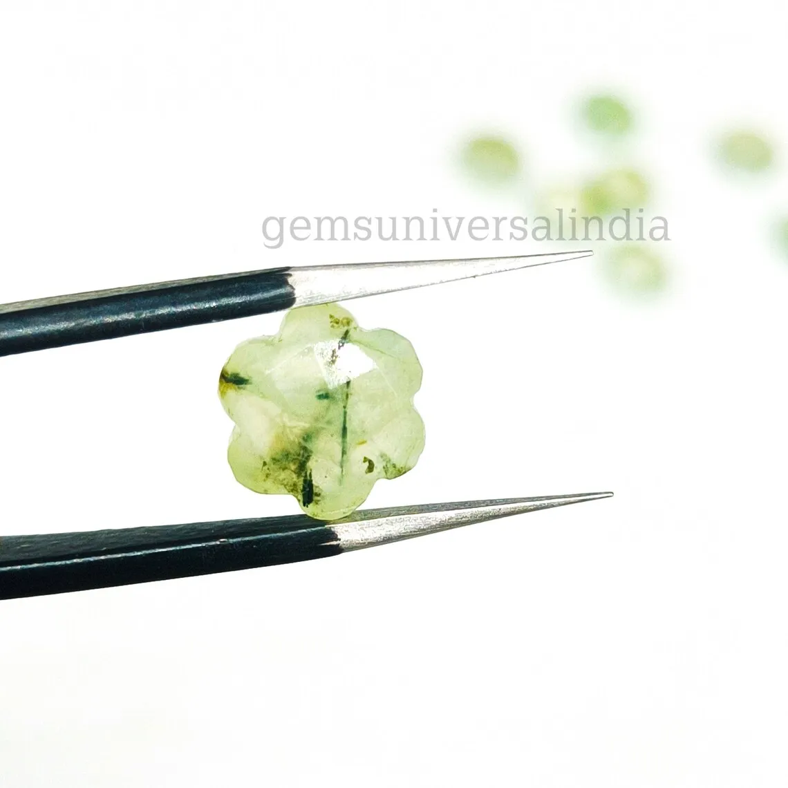 Prehnite Flower Shape Briolette, Natural Prehnite Faceted Flower Shape Gemstone, Loose Hand Carved Beads Wholesale Supplier