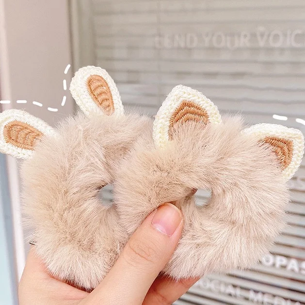 Cute autumn and winter knitted plush soft girl hair band hair accessories head rope