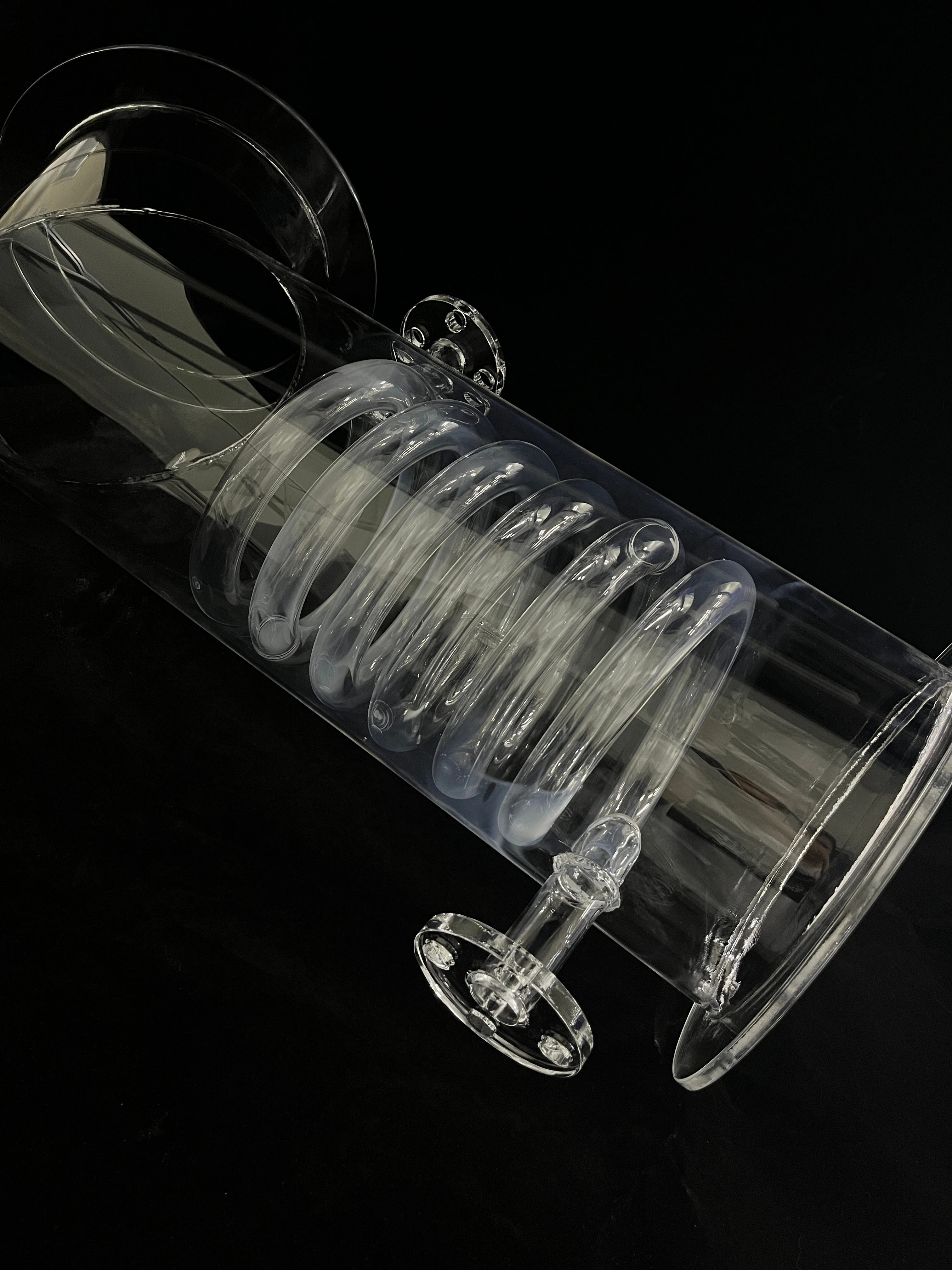 Heat resistant Transparent Large size Quartz tube with Quartz spiral tube and Quartz flange