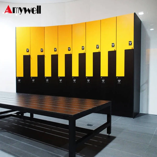 Amywell 12mm hpl 3 tiers lockers waterproof hpl 9 door locker with electronic lock