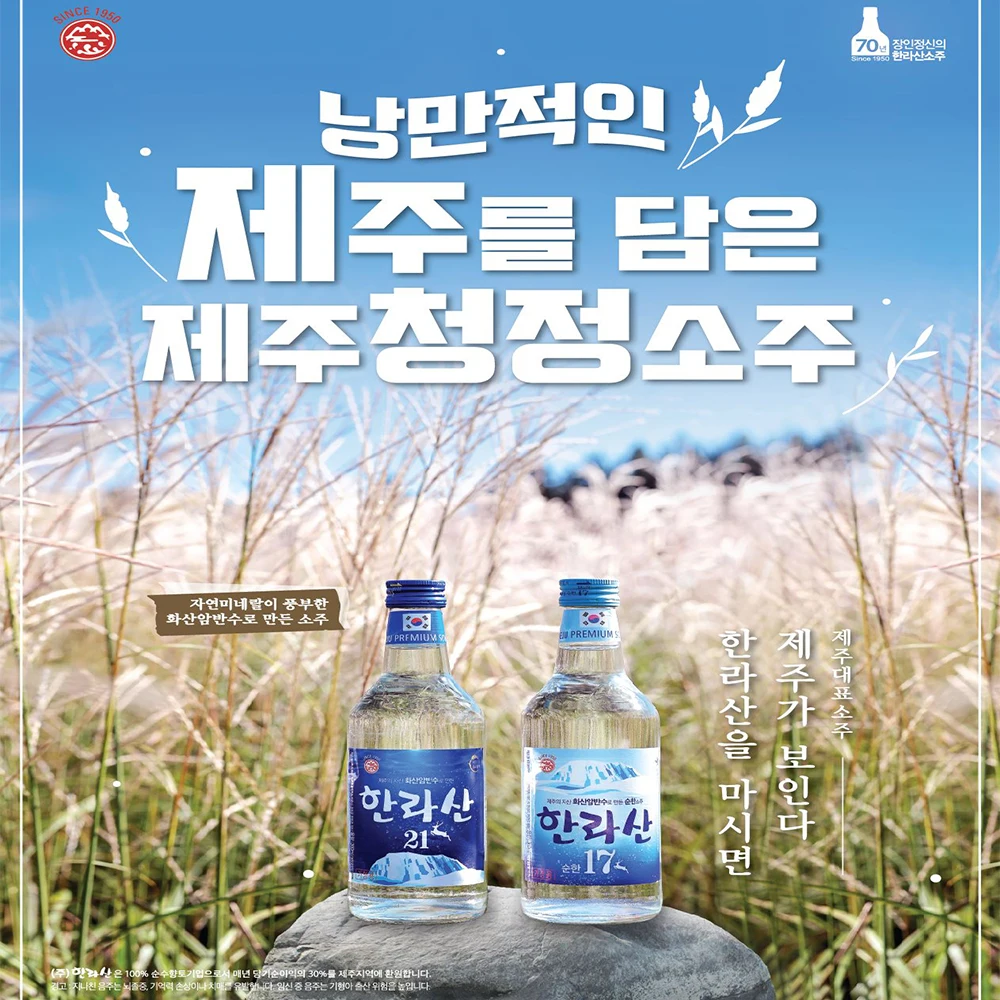 Korean Food Alcoholic Drink Liquor Soju HALLASAN 21 Alcohol Degree Clean and Rich Taste more Intense Aroma and Truer Taste