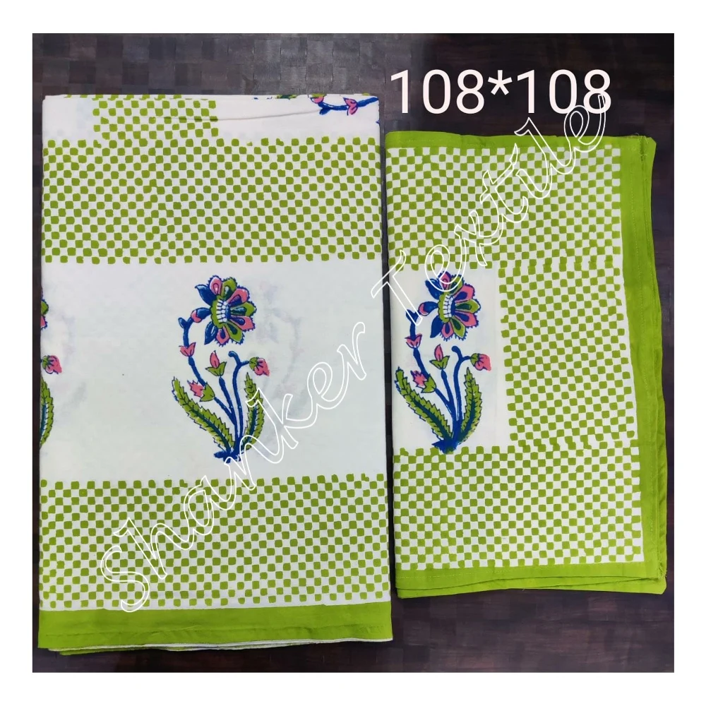 Beautiful Handcrafted Indian Cotton Fabric Bedding 3 Pcs King Size Sheet with Pillow Cover New Print for Home and Hotel Use