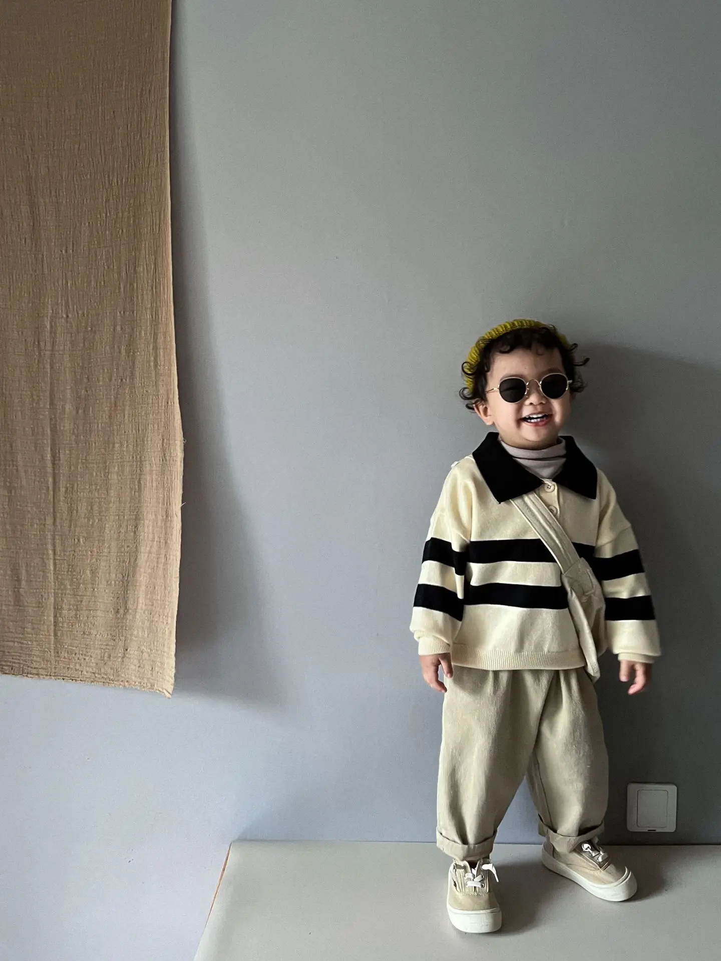 2023 Wholesale OEM ODM factory hot sell kids winter sweater long sleeve baby girl sweaters striped kids knitting sweater