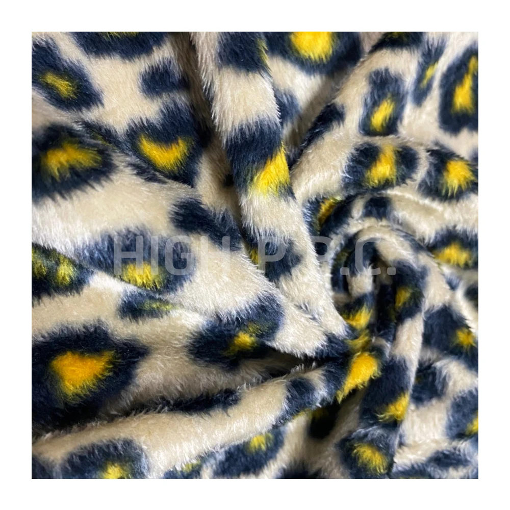 Leopard Printed Velboa 100%Polyester Fabric Super Soft DTY/FDY Wholesale Knitted Minky Plain For Toys Home Textile