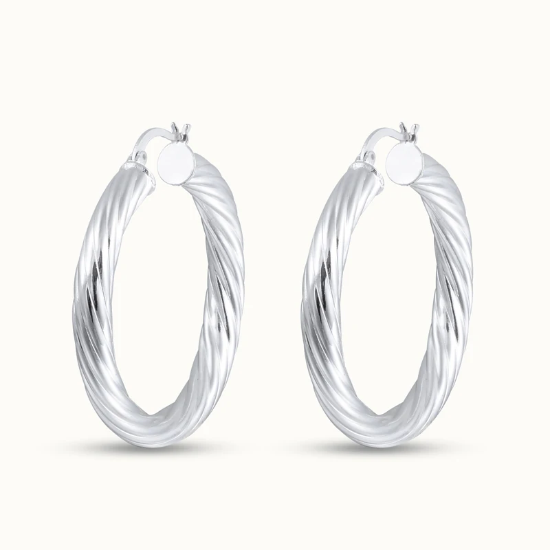 Wholesale Classic Trendy Geometric Chunky Twist Rope Shape Thick Twisted Hoop Earrings For Women