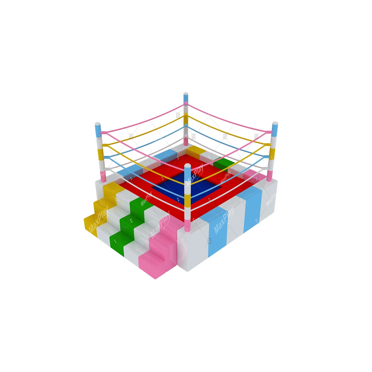 Top Sale ! High Quality Customizable Mixed Colour Commercial Soft Play Custom Trampoline Boxing Ring By Maxplay