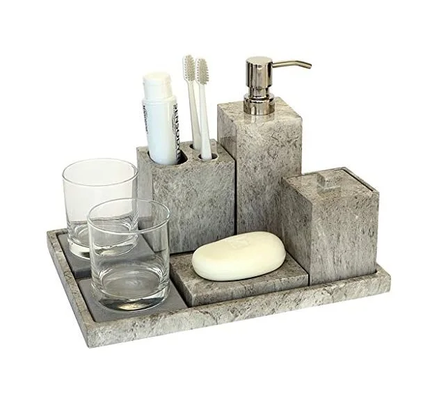 Decorative And Attractive White Marble Soap Dispenser and Lotion Dispenser bottle villa model room bathroom accessories