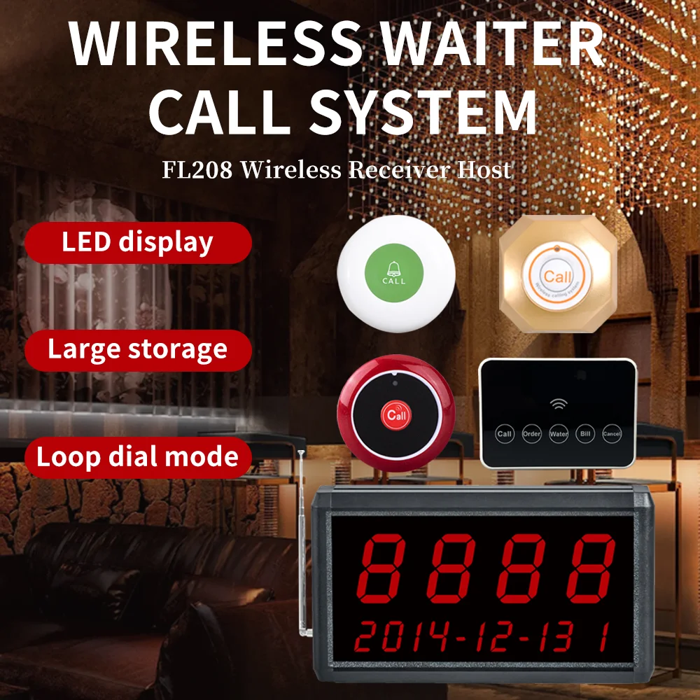 Best Selling Restaurant Pager Buzzer Wireless Calling System Pager Call Button Receiver
