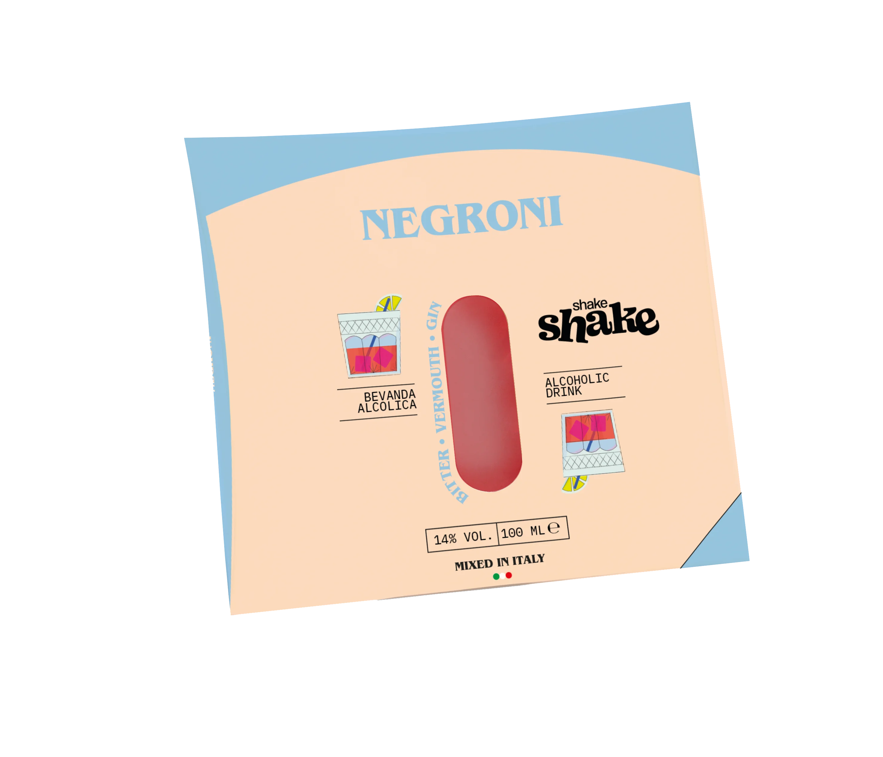 Негрони типичный итальянский алкогольный напиток на основе Горького Красного вермута и Джина 18% Vol